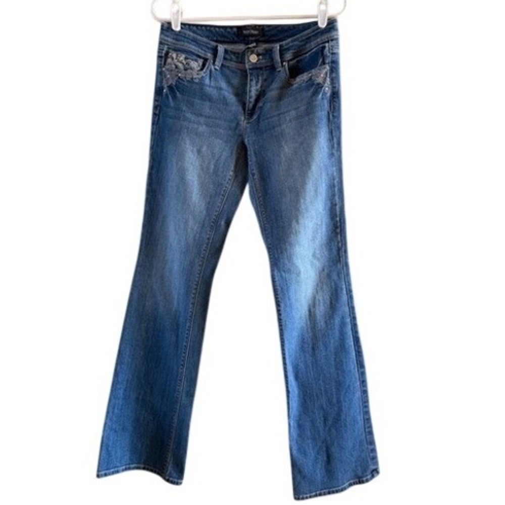 White House Black Market Size 6R Boot Cut Jeans Embellished Pockets Denim Womens